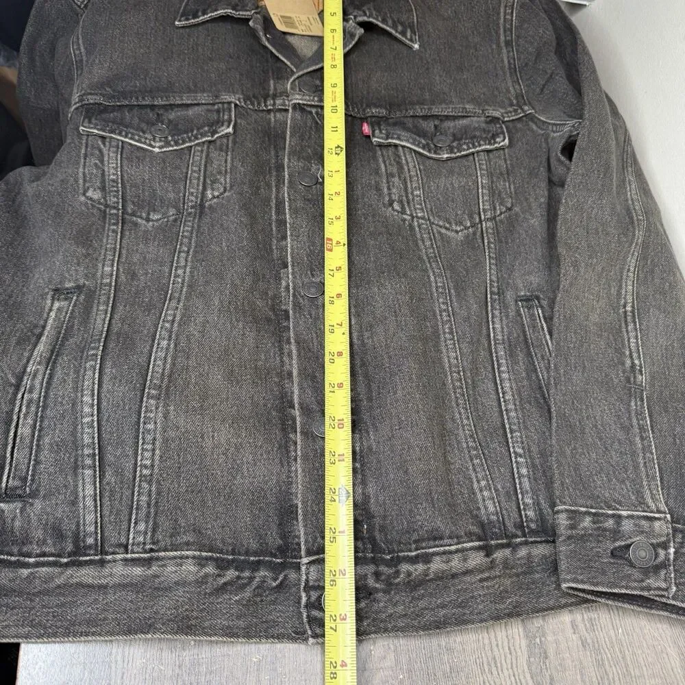Levis Type III Denim Trucker Jacket Washed Black Dark Grey Mens Large NWT